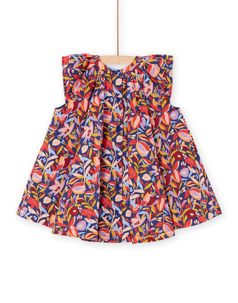 Vestido de color índigo con estampado de flores RISUNROB2 / 23SG09K1ROB703
