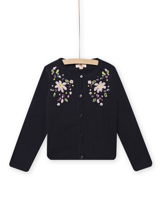 Cárdigan negro con bordado floral de lentejuelas para niña NASOCAR / 22S901Q1CARC243