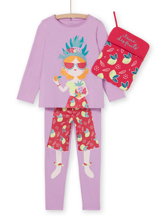 Conjunto de pijama, con camiseta y leggings de color lila para niña LEFAPYJFRU / 21SH11S4PYG326