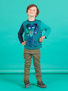 Camiseta azul turquesa con lentejuelas reversibles para niño MOTUTEE1 / 21W902K5TML714