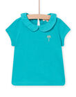 Camiseta de cuello Peter Pan turquesa para bebé niña NIJOBRA8 / 22SG09C2BRA202