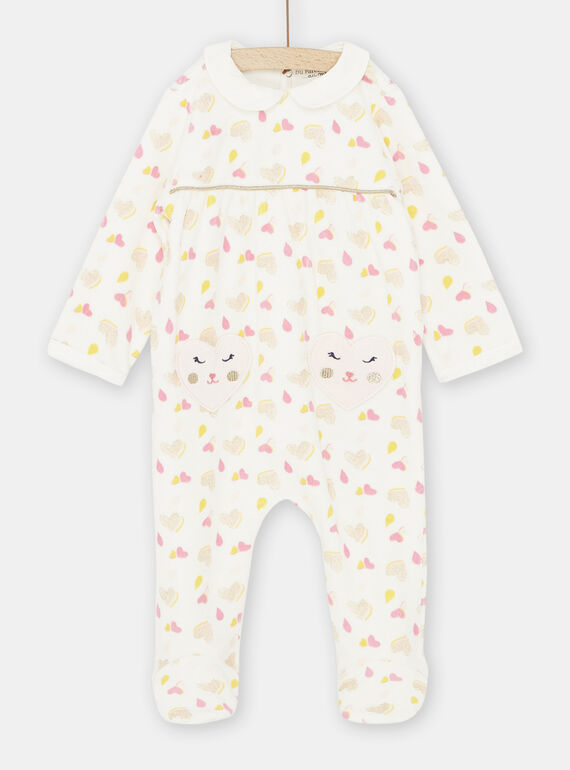 Pelele de color crudo con estampado de corazones para bebé niña SEFIGRECHA / 23WH1331GRE001