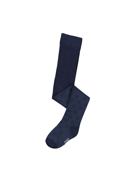 Leotardos de color azul marino con estampado de fantasía para niña FYAJOCOL3 / 19SI0134COL703