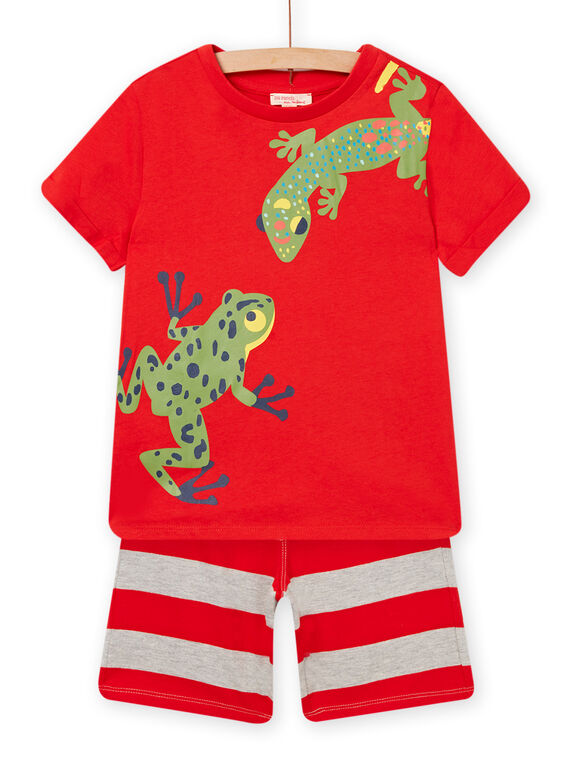 Pijama de camiseta y short rojo anaranjado para niño NOPLAENS3 / 22S902K4ENSF527