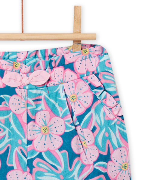Short azul petróleo con estampado floral para bebé niña NIFICSHO1 / 22SG09U2SHO215