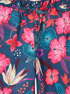 Pantalón fluido de color azul marino y rosa con estampado floral LABONPANT / 21S901W1PAN716