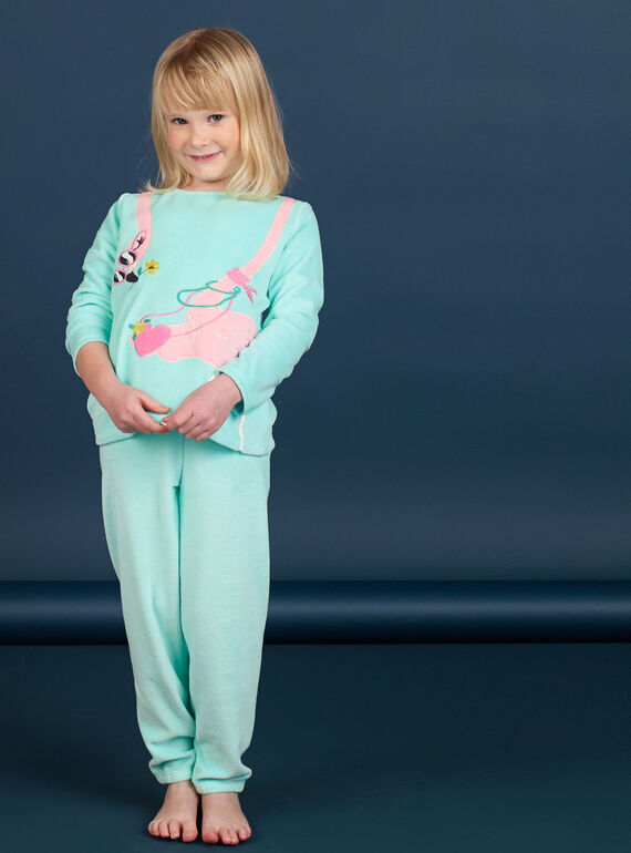 Pijama de terciopelo con estampado de flamenco para niña LEFAPYJFLA / 21SH1112PYJC242