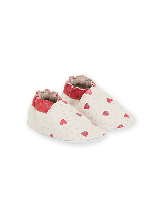 Patucos de piel de color crudo con estampado de fresas RICHOSTRAW / 23KK3741D3S001