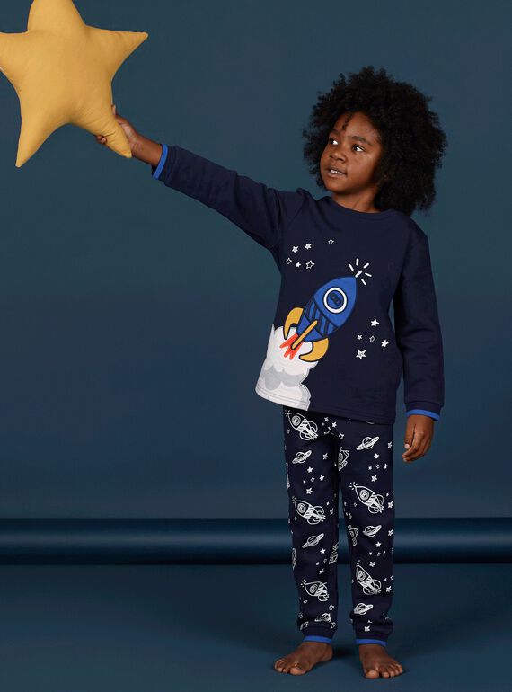 Pijama fluorescente de muletón cepillado con estampado de cohete para niño LEGOPYJFUZ / 21SH1213PYJ705