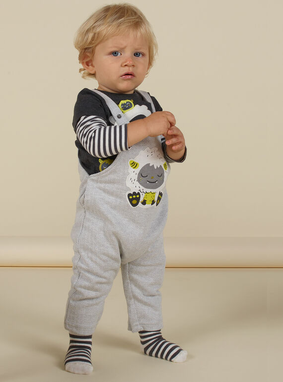 Peto de color gris jaspeado de espiguilla para bebé niño MUHISAL / 21WG10U1SAL943