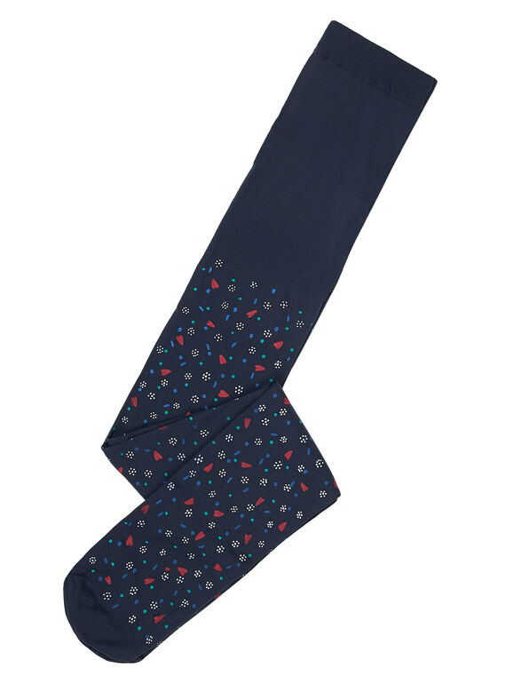 Leotardos de color azul marino con estampado multicolor de poliamida para niña JYAGRACOL / 20SI01E1COLC243