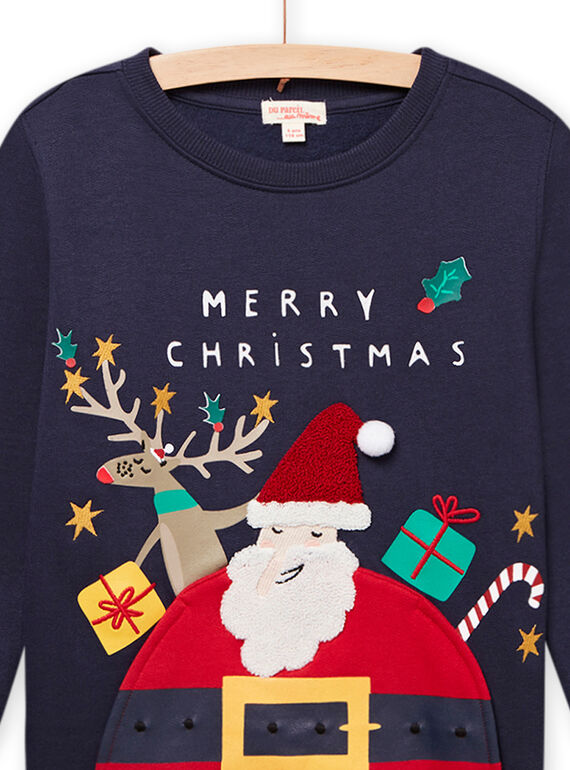 Sudadera de Navidad azul marino para niño MONOSWE / 21W902Q1SWE705