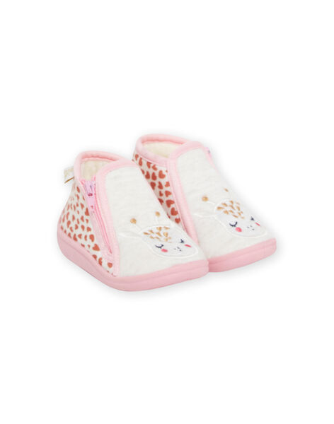 Botines beige y rosa con estampado de jirafas para bebé niña NIPANTGIRAFE / 22KK3721D0A080