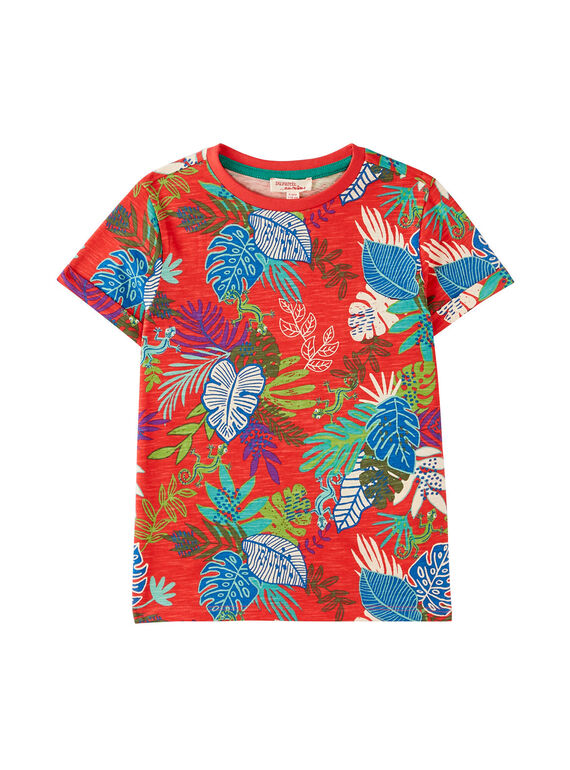 Camiseta de color rojizo con estampado de hojas tropicales para niño JOSAUTI6 / 20S902Q6TMC408