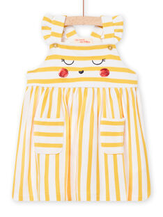 Vestido de rayas amarillas con dibujo de conejo para bebé niña NILUROB4 / 22SG09P2ROBB105