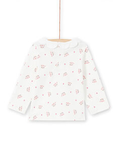 Camiseta de manga larga de color crudo con estampado de caras de leopardo y flores para bebé niña MIPABRA / 21WG09H2BRA001