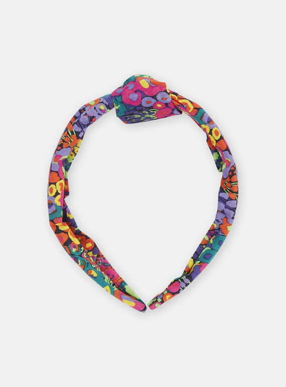 Diadema de color azul de tela con estampado de flores para niña SYAJOSERR1 / 23WI0182TET713
