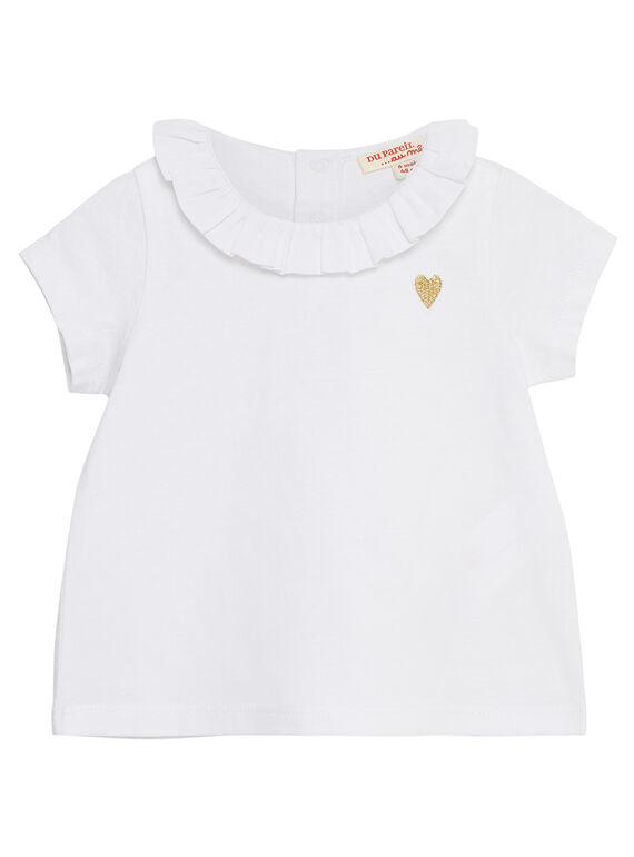 Camisita de manga corta de color blanco para niña recién nacida JIJOBRA6 / 20SG09T1BRA000