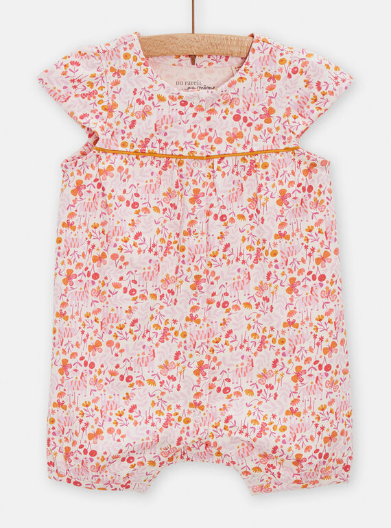 Pelele de color rosa pastel con estampado de flores y de cebra para bebé niña TEFIGREAOP / 24SH1352GRE301