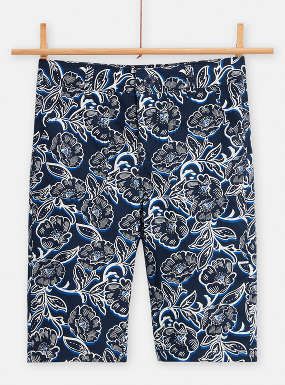 Bermudas azul marino con estampado de flores para niño TOPABER1 / 24S90221BER705