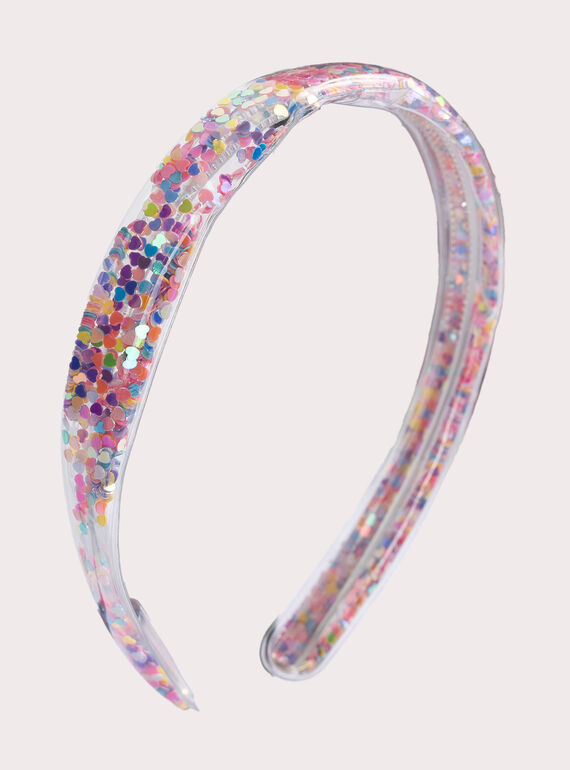 Diadema transparente con lentejuelas multicolores para niña  VYAJOSERR3 / 24WI01L1TET099