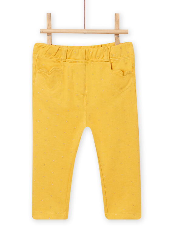 Pantalón amarillo de lunares y bolsillos de corazones para bebé niña NIJOPAN1 / 22SG0961PANB105
