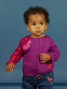 Cárdigan de punto violeta con estampado de leopardo para bebé niña MIPACAR / 21WG09H2CAR712