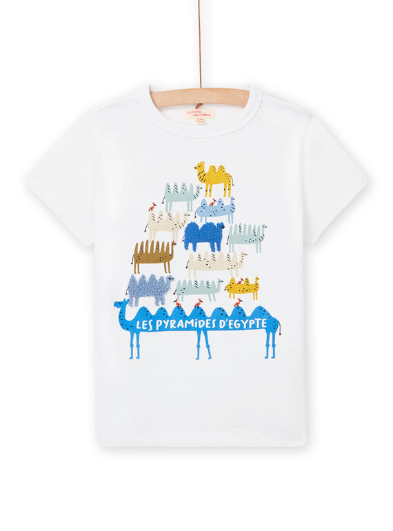 Camiseta blanca con estampado de camellos para niño NOSANTI1 / 22S902S1TMC000