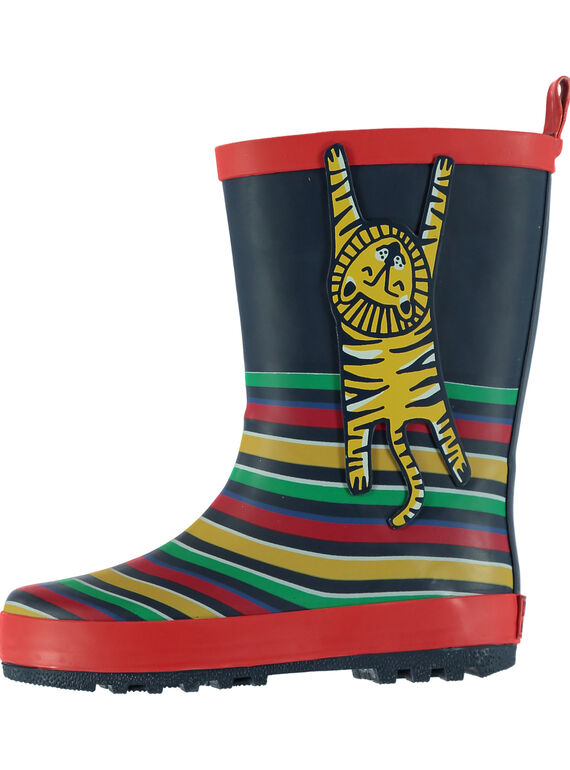 Botas de agua de rayas multicolores y estampado de león para niño GGBPLION / 19WK36G2D0C050