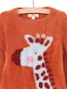 Jersey de manga larga de color caramelo con estampado de jirafa para niña MACOMPULL / 21W901L1PUL420