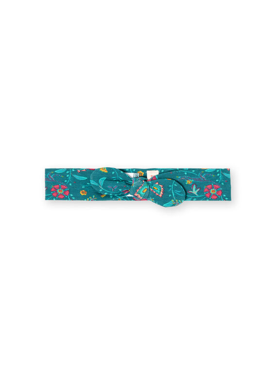 Cinta para el pelo de color azul pato con estampado floral para bebé niña MYITUBAN / 21WI09K1BAN714