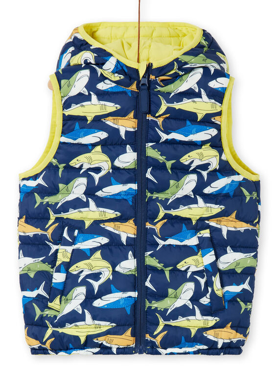 Cazadora reversible con capucha de color amarillo y azul para niño LOGROBLOU2EX / 21S902R7BLO070