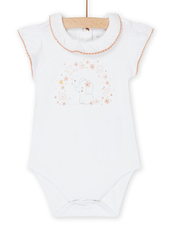 Body blanco con estampado de fantasía y elefantito ROU2BOD3 / 23SF03I1BOD000