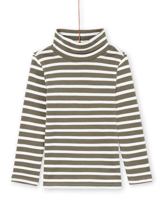 Jersey fino de manga larga de color caqui y crudo de rayas para niño MOJOSOUP3 / 21W902N3SPLG631