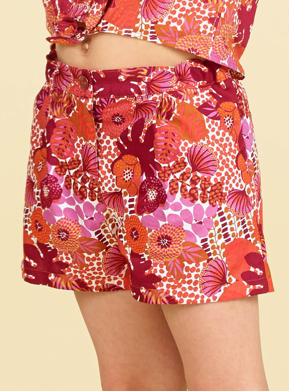Short naranja y rosa con estampado floral LATERSHORT2 / 21S901V3SHO001