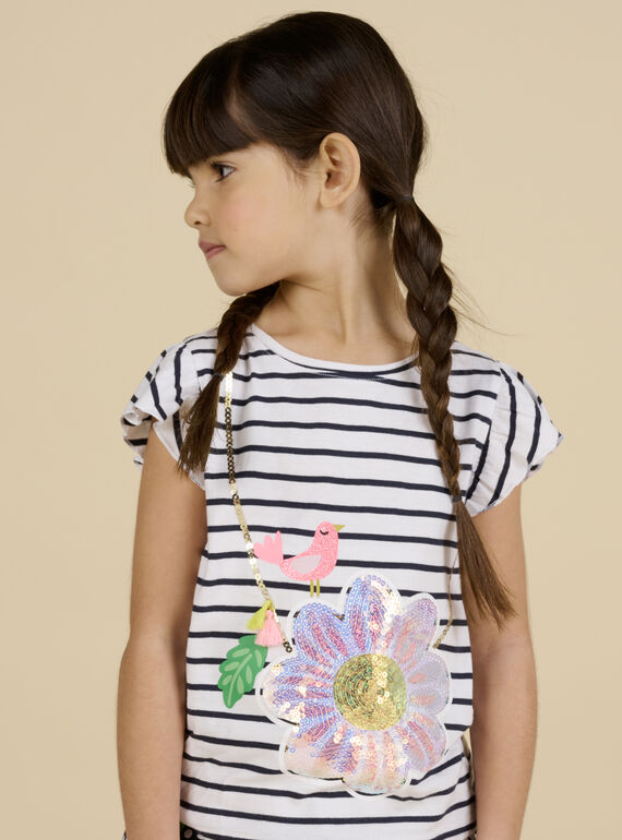 Camiseta de color crudo con dibujo de bolso de flor para niña NASOTI3 / 22S901Q3TMC001