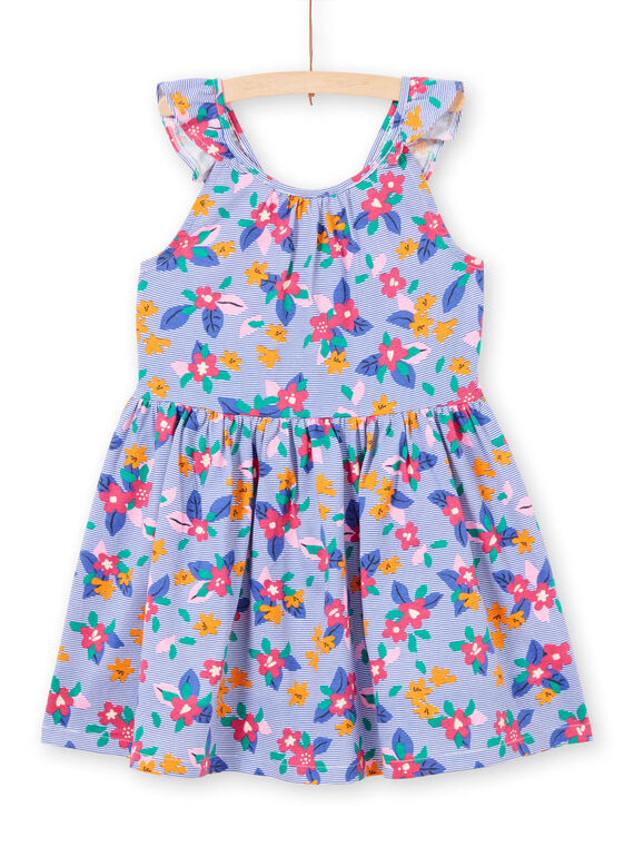 Vestido de tirantes avolantados con estampado de rayas y floral para niña LAPLAROB1 / 21S901T2ROB000