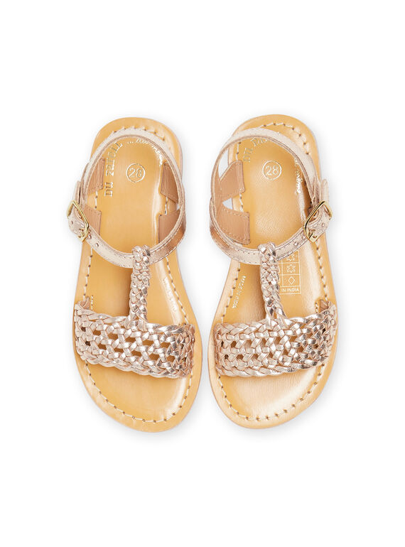 Sandalias doradas con efecto trenzado para niña NASANDALICIA / 22KK3541D0E954