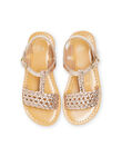 Sandalias doradas con efecto trenzado para niña NASANDALICIA / 22KK3541D0E954