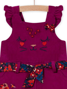 Peto de color violín y cinturón de terciopelo para bebé niña MIPASAC / 21WG09H2SAL712