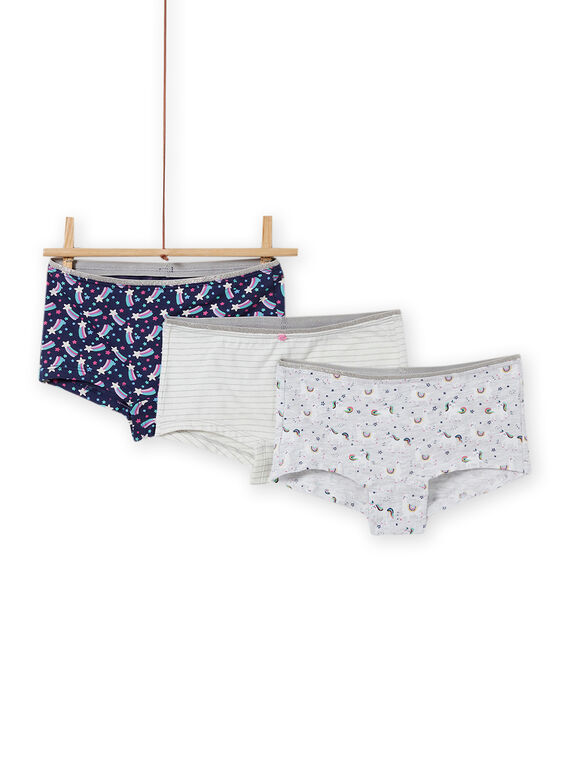 Pack de 3 shortis a juego con estampado de unicornio para niña MEFAHOTLAM / 21WH11C2SHYJ920