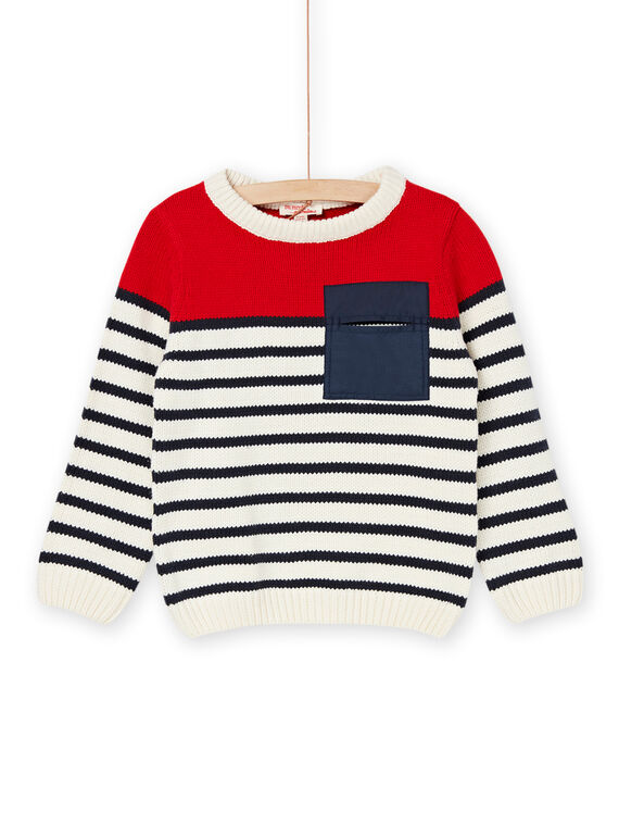 Jersey con estampado de rayas de color rojo y azul marino ROJOPUL1 / 23S90283PULF518