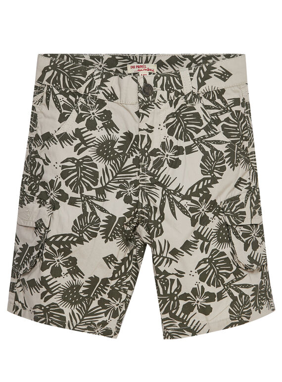 Bermudas cargo de color beige con estampado de hojas para niño JODUBER3 / 20S902O3BER808