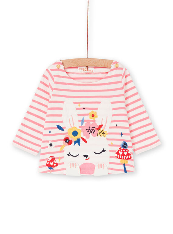 Camiseta de rayas de color blanco y rosa, para bebé niña LIHATEE / 21SG09X1TMLD305