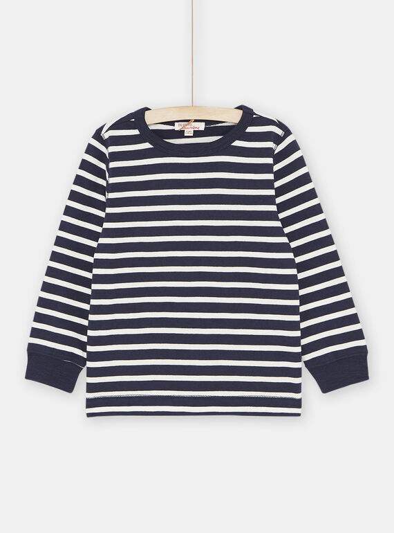 Camiseta azul marino con estampado de rayas para niño SOJOTIRIB1 / 23W902F7TML001