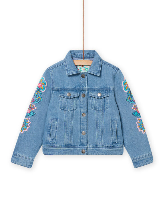Chaqueta vaquera con bordado de flores gráficas para niña NAGAVEST / 22S901D1VESP274