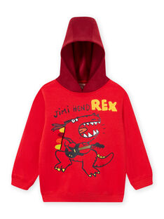 Sudadera-camiseta con capucha de color rojo con estampado de dinosaurio para niño MOFUNSWE / 21W902M1SWEF505