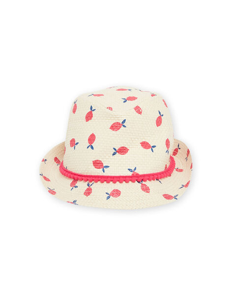 Sombrero de color natural con estampado de fruta para niña NYAHAT2 / 22SI01C5CHA009