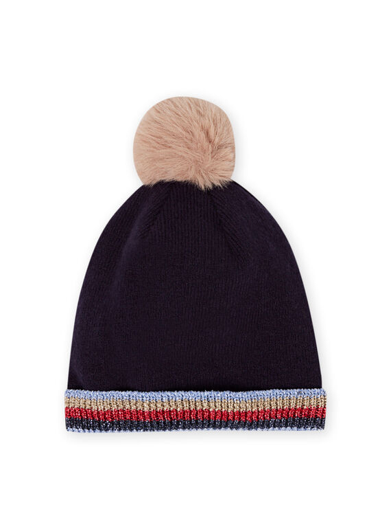 Gorro con borlas con detalles de rayas para niña MYAMIXBON1 / 21WI0152BONC205