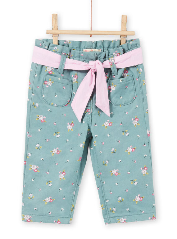 Pantalón azul claro con estampado floral para bebé niña MIKAPAN / 21WG09I1PAN612